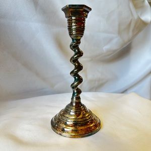 silver tone swirled candlestick